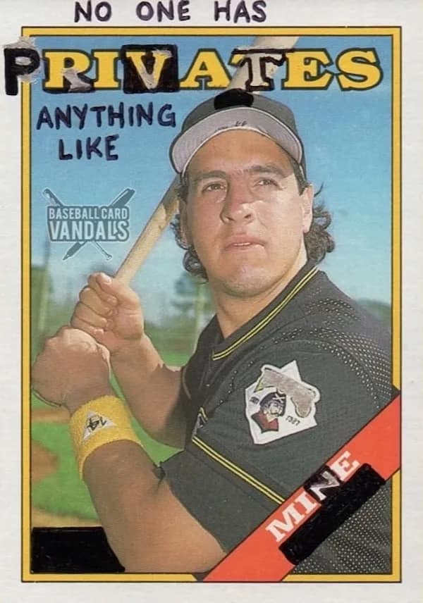baseball card vandals, vandalized baseball cards, baseball memes, sports memes, funny baseball cards, trading card humor, baseball card jokes, defaced cards, card collecting memes, baseball humor, sports card memes, funny sports memes, baseball card collection, hobby memes, doodle memes, baseball comedy, card collector jokes, MLB memes, trading cards humor, baseball card dump