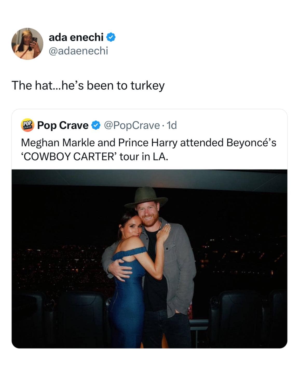 The hat...he's been to turkey