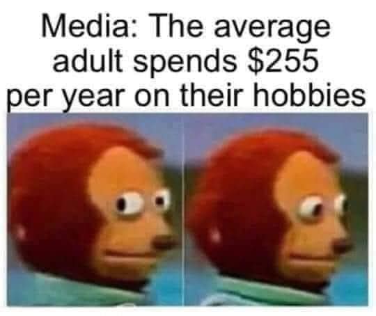 Media: The average adult spends $255 per year on their hobbies