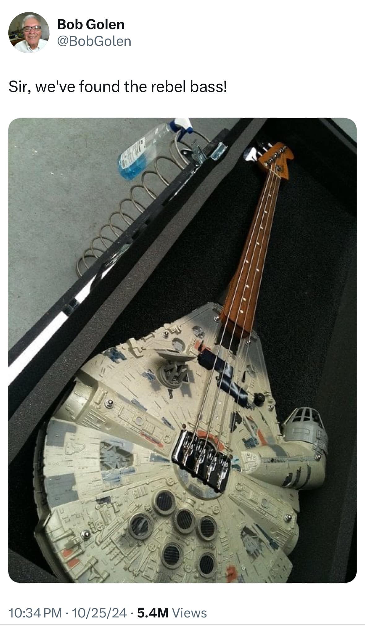 Bob Golen @BobGolen Sir, we've found the rebel bass! 10:34 PM • 10/25/24 • 5.4M Views