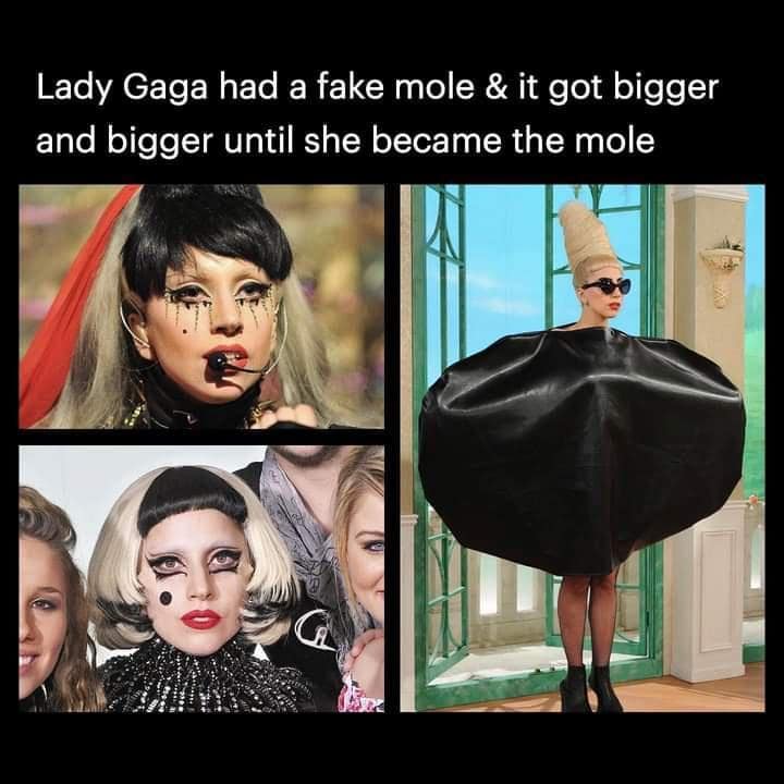 Lady Gaga had a fake mole & it got bigger and bigger until she became the mole