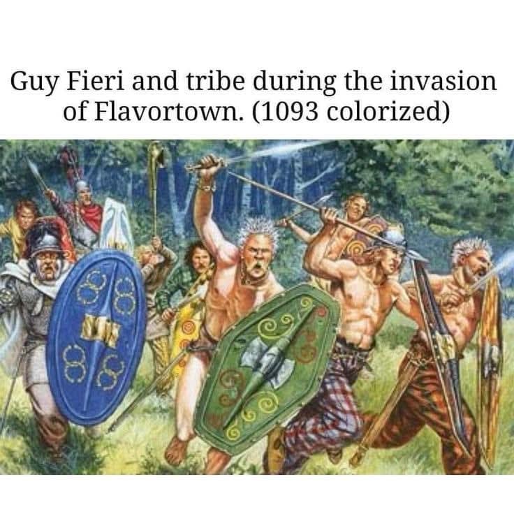 Guy Fieri and tribe during the invasion of Flavortown. (1093 colorized)