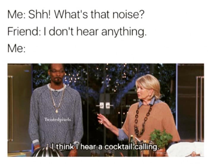 Me: Shh! What's that noise? Friend: I don't hear anything. Me: Testedpro-is I think i hear a cocktail calling.