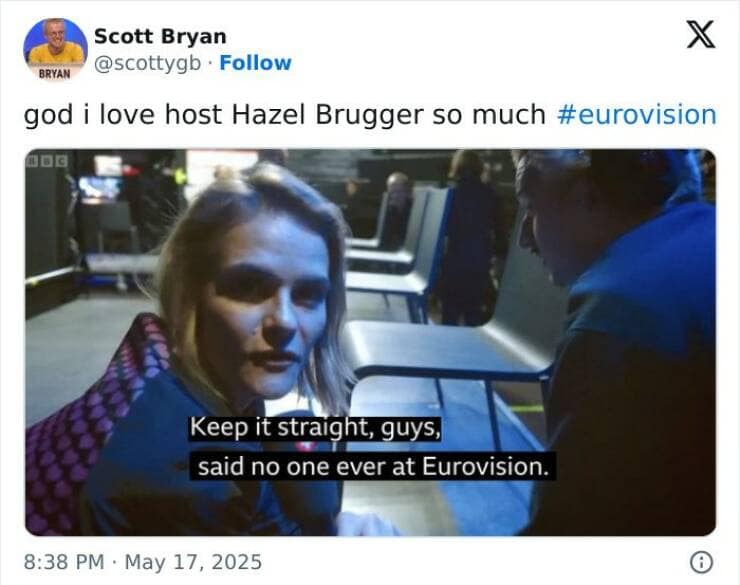 god i love host Hazel Brugger so much