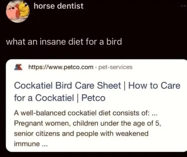 what an insane diet for a bird