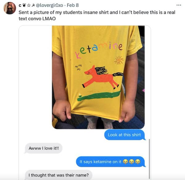Sent a picture of my students insane shirt and I can't believe this is a real text convo LMAO