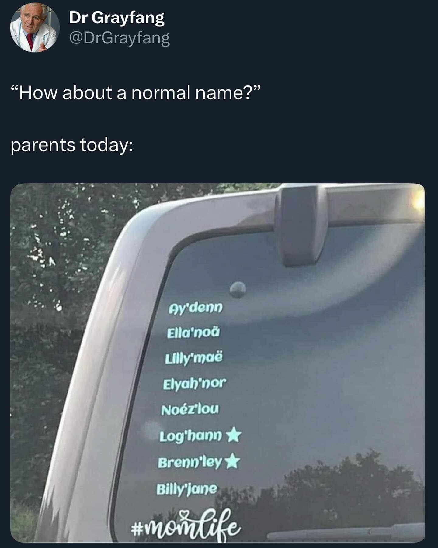 "How about a normal name?" parents today: