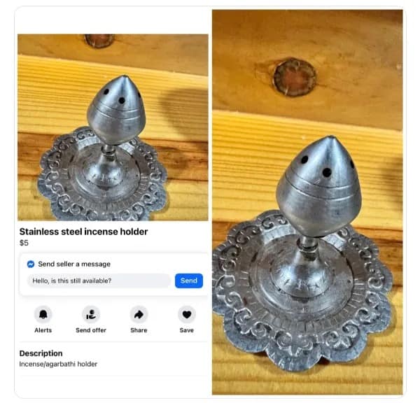 Stainless steel incense holder
