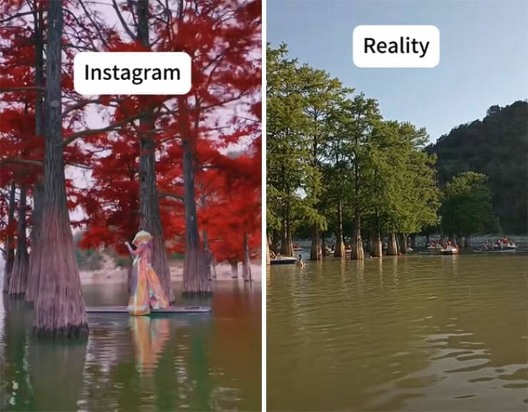 instagram vs reality, IG vs real life, vacation memes, online bloopers, influencer fails