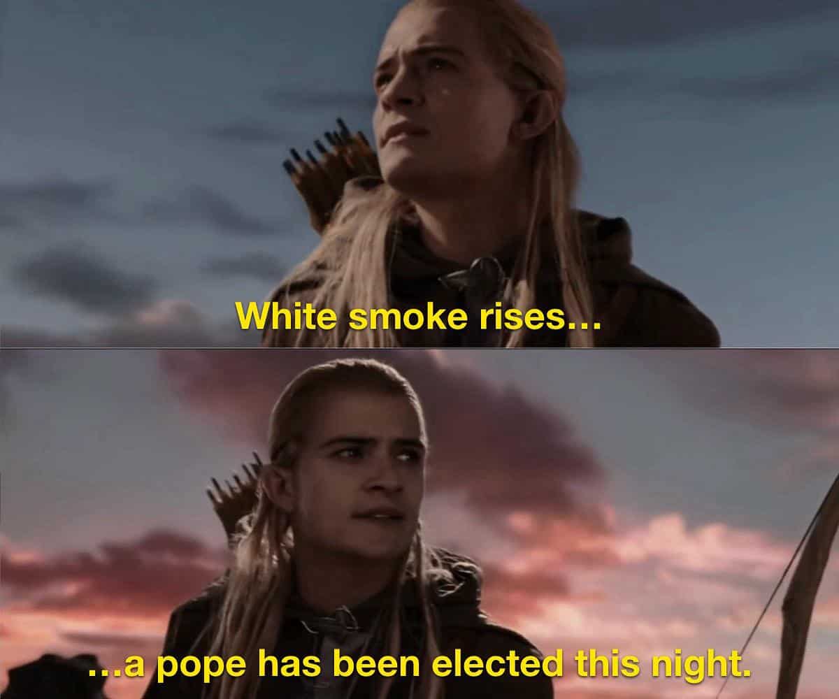 White smoke rises.• nua pope has been elected this night.