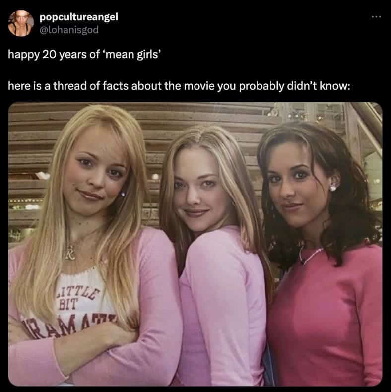 happy 20 years of mean girls' here is a thread of facts about the movie you probably didn't know: