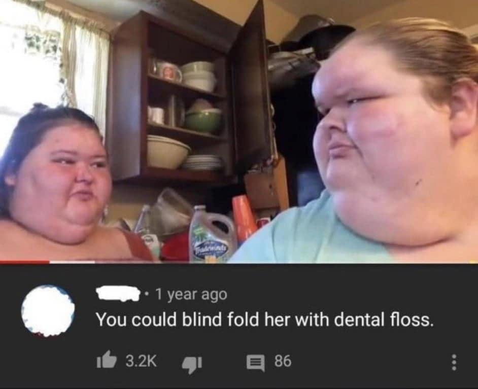 • 1 year ago You could blind fold her with dental floss. I6 3.2K 血 86