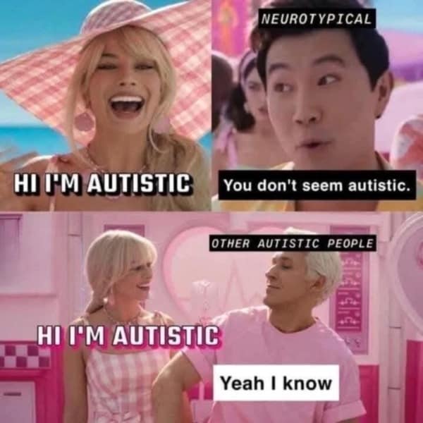 NEUROTYPICAL HI I'M AUTISTIC You don't seem autistic. OTHER AUTISTIC PEOPLE HI C'M AUTISTIC Yeah I know