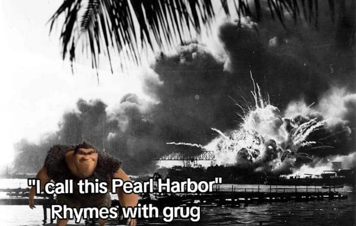rhymes with grug memes, rhymes with grug, grug memes, TikTok memes, Croods memes, meme template, Grug meme, snowclone jokes, wordplay memes