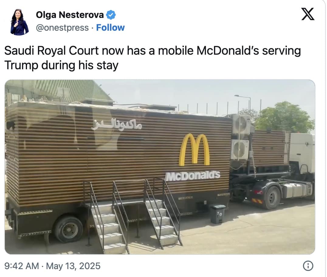 Trump mcdonalds truck memes, trump fast food memes, trump burger memes, presidential mcdonalds memes, saudi trump visit memes, trump foreign trip memes, arms deal memes, fast food truck memes, mcdonalds truck jokes, burger truck humor, riyadh mcdonalds truck