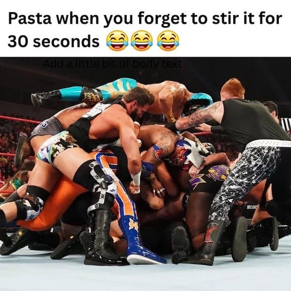 Pasta when you forget to stir it for 30 seconds Add a little bit of body text