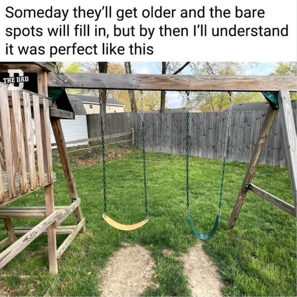 Someday they'll get older and the bare spots will fill in, but by then I'll understand it was perfect like this