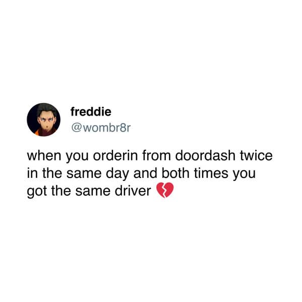 doordash memes, delivery memes, viral tweets, trending memes, relatable memes, food delivery memes, DoorDash fails, funny memes, takeout memes, food cravings, food fails, order memes, app memes, hungry memes, meme gallery, driver memes, delivery jokes, snack memes, meal memes