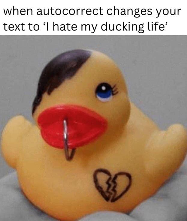 when autocorrect changes your text to 'I hate my ducking life'