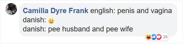 english: penis and vagina danish: g danish: pee husband and pee wife