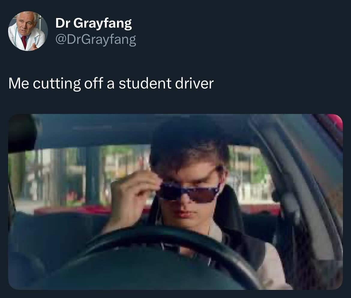 Me cutting off a student driver