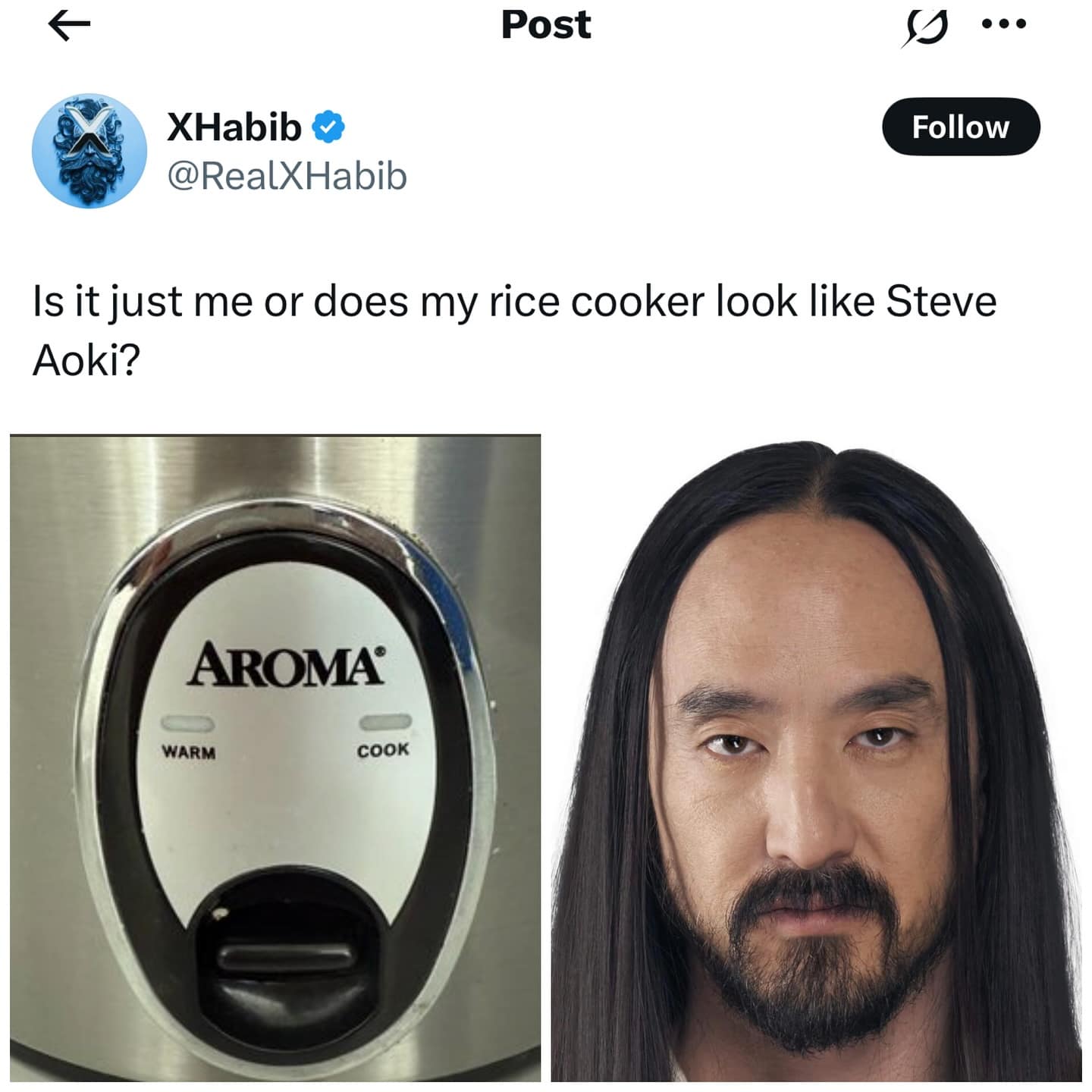 Is it just me or does my rice cooker look like Steve Aoki?