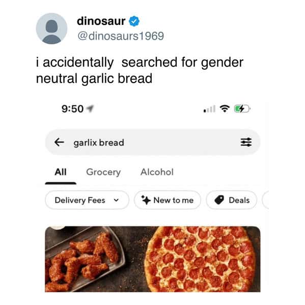 i accidentally searched for gender neutral garlic bread