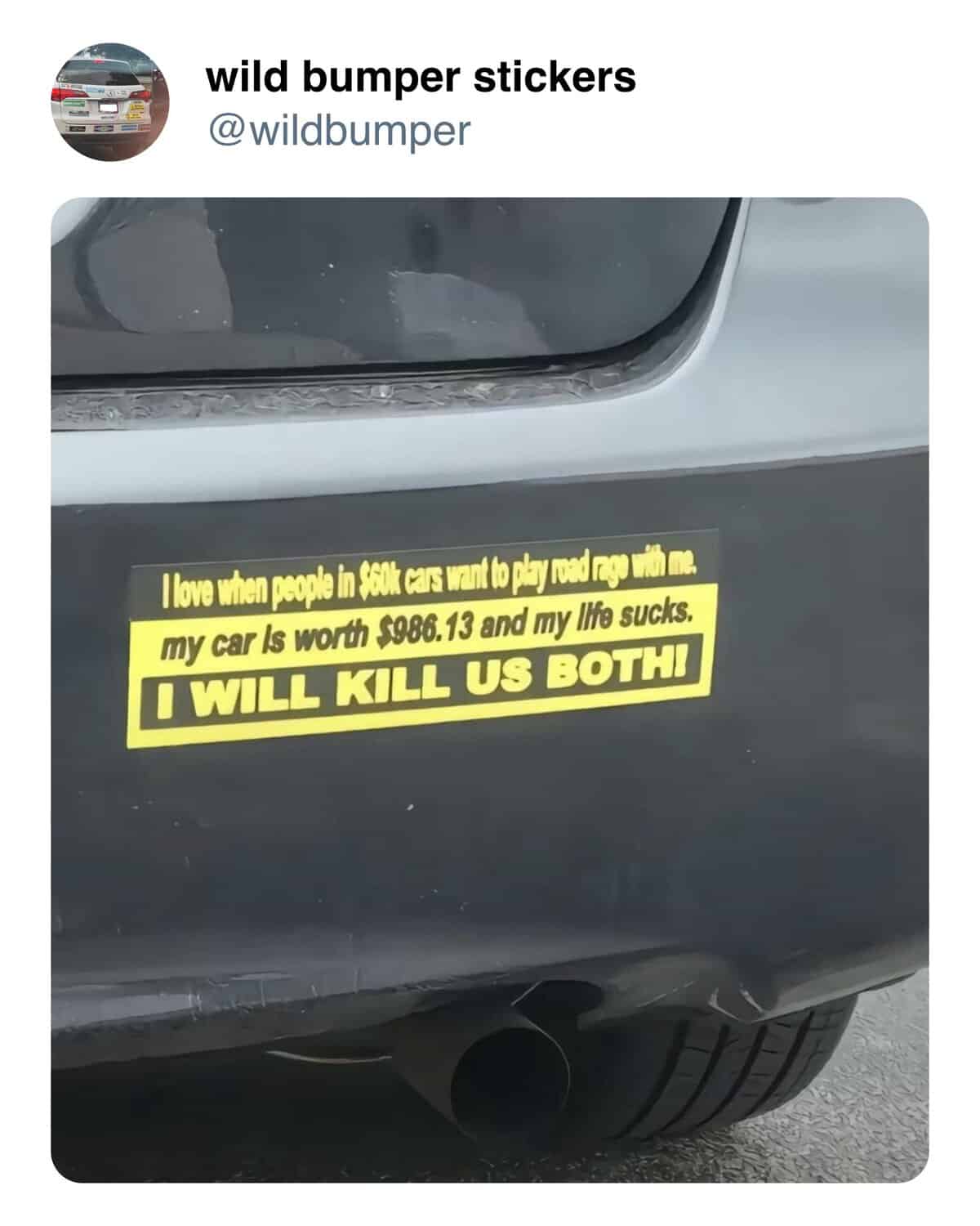 love when people in 860k cars want to play road ngo vith me. my car Is worth $986.13 and my life sucks.