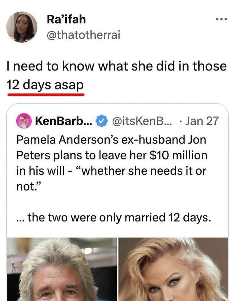 Pamela Anderson's ex-husband Jon Peters plans to leave her $10 million in his will - "whether she needs it or not." ... the two were only married 12 days.