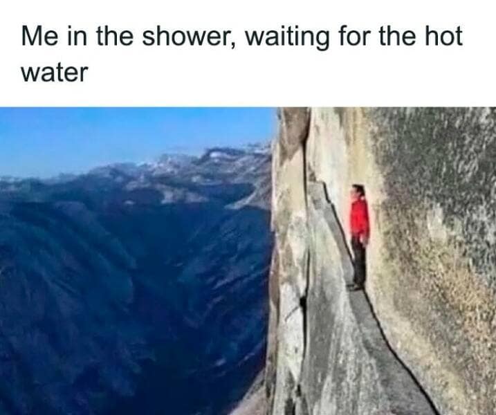 Me in the shower, waiting for the hot water