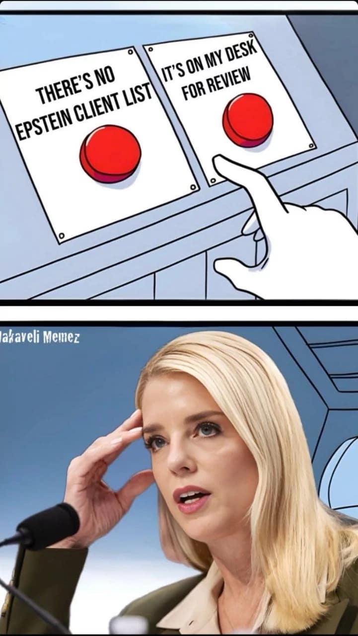 Pam Bondi memes, epstein memes, attorney general memes, Epstein list memes, missing list humor, desk memes, government memes, funny politician memes, Bondi office memes, list denial jokes, conspiracy memes, trending meme news, political roasting, accountability memes, funny government memes, satire memes, online outrage, viral internet memes, Bondi viral moments