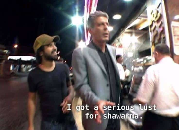 Anthony Bourdain craving shawarma on a night out