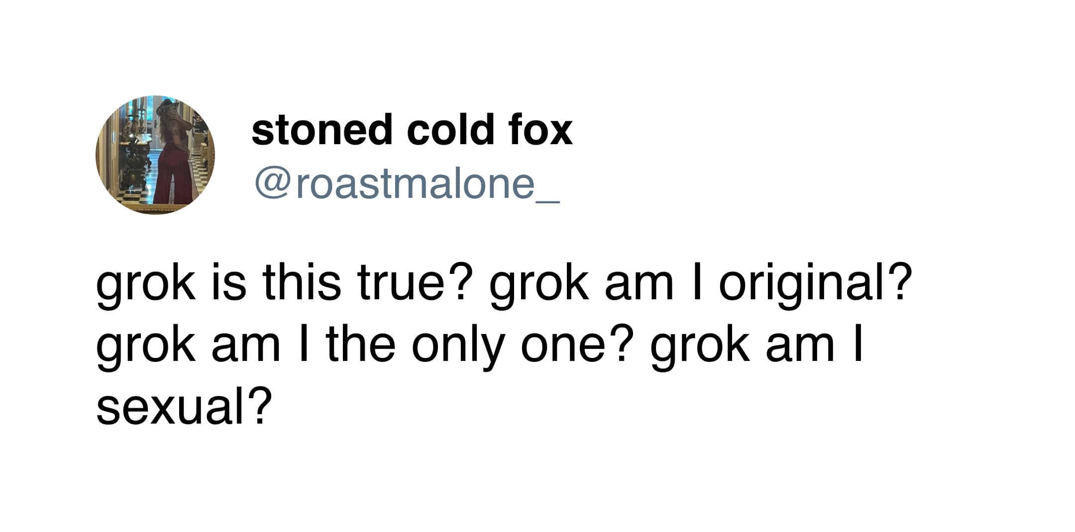 grok is this true? grok am I original? grok am I the only one? grok am I sexual?