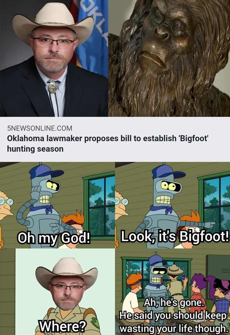 bigfoot meme, bigfoot memes, sasquatch memes, bigfoot jokes, bigfoot sighting memes, bigfoot laughs