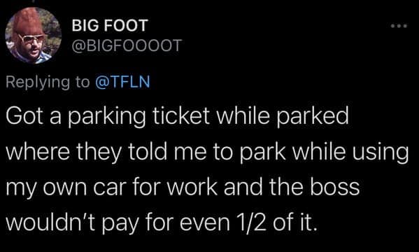 Boss refuses to pay parking ticket caused by job