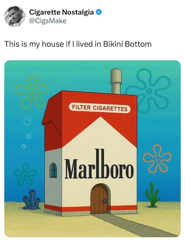 Marlboro-themed underwater house styled like Spongebob’s Bikini Bottom