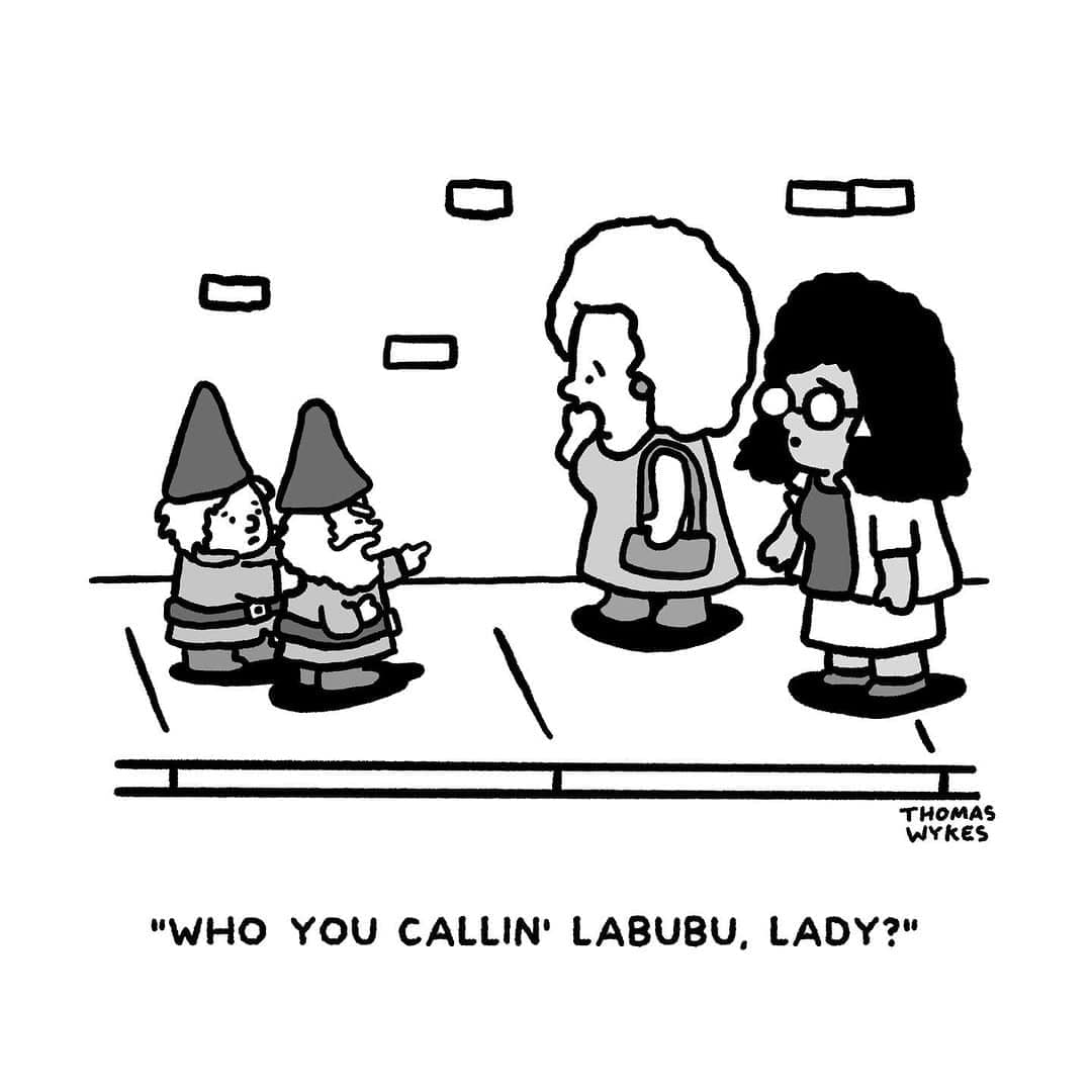 Garden gnomes confront woman for calling them labubu