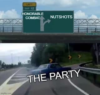 D&D memes party nutshots vs honorable combat car swerve