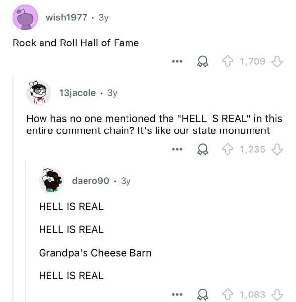 Ohio meme with Rock Hall and bizarre monuments