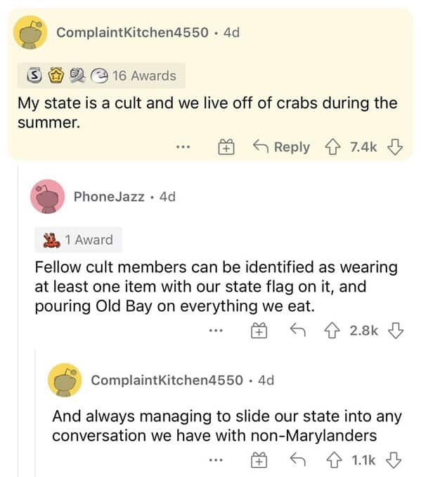 Maryland cult crab meme with state pride