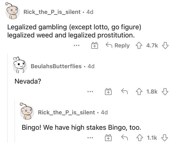 Nevada legalized vices meme with Reddit banter