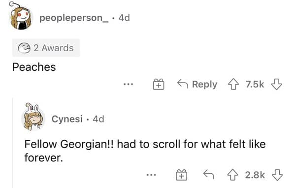 Funny Georgia meme with peach reference on Reddit