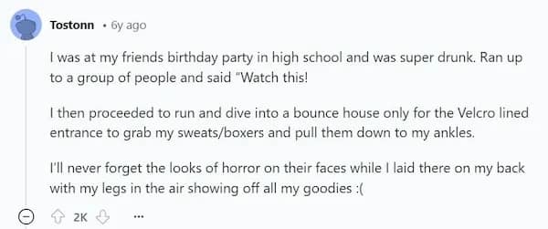 Drunk high schooler exposes himself by accident in bounce house