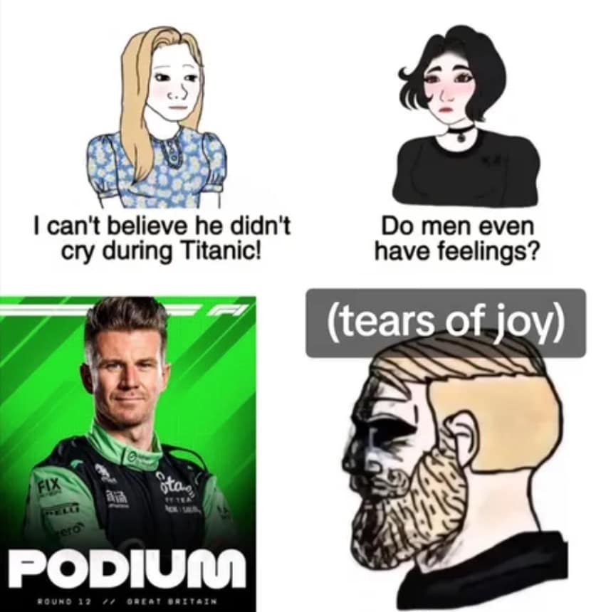 f1 memes, formula 1 memes, racing memes, motorsport memes, funny F1 jokes, grand prix memes, British GP memes, podium memes, Nico Hulkenberg memes, Max Verstappen memes, Brad Pitt racing memes, pit stop memes, grid memes, race day jokes, circuit humor, qualifying memes, tyre memes, DRS memes, paddock memes, championship memes, f1 movie memes