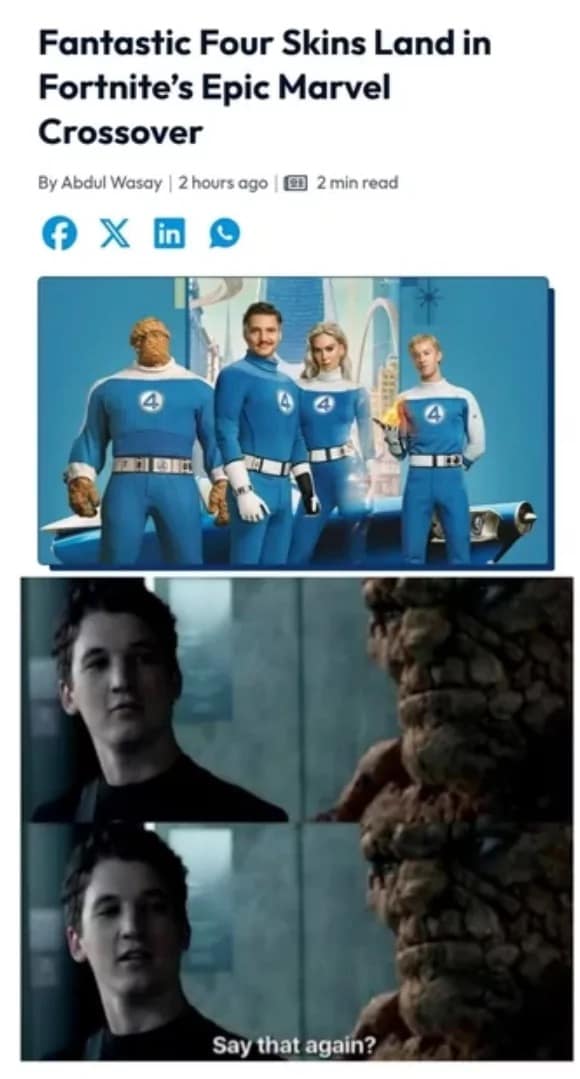fantastic four memes, fantastic four: first steps, Marvel movie memes, superhero memes, MCU memes, comic book humor, funny superhero casting, Marvel humor memes, sue storm memes, johnny storm memes, reed richard memes, silver surfer memes, the thing memes, dr doom memes