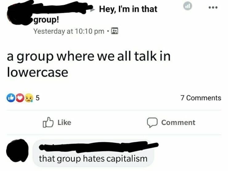 a group where we all talk in lowercase
