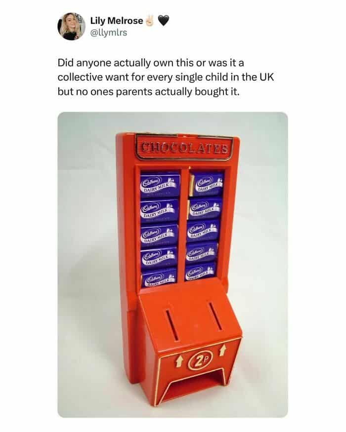 Vintage Cadbury chocolate vending toy from UK childhood.