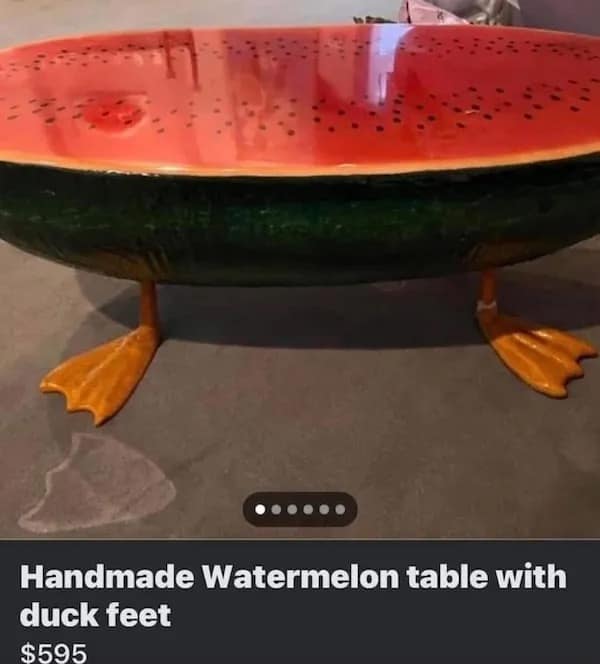 Handmade Watermelon table with duck feet