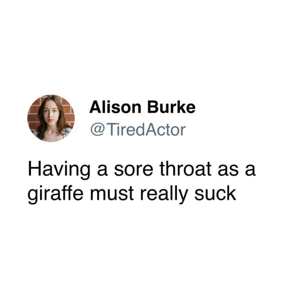 Having a sore throat as a giraffe must really suck