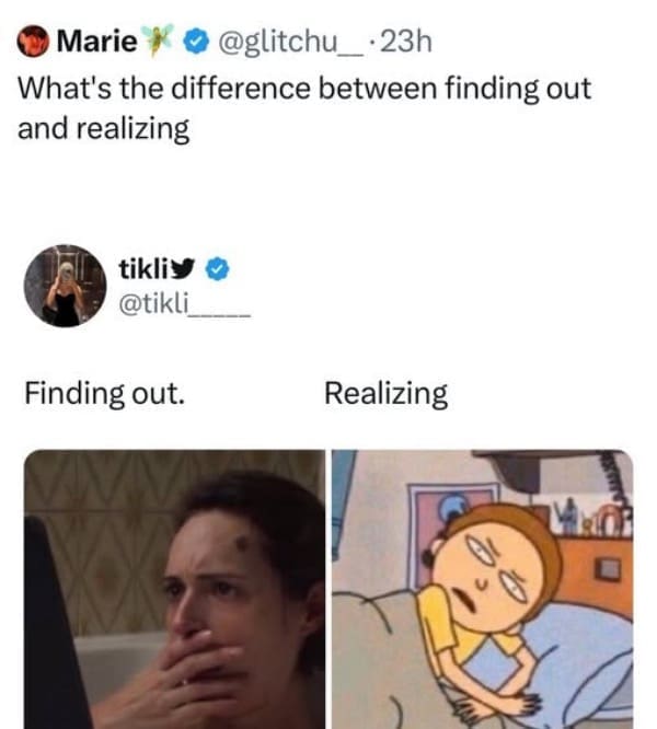What's the difference between finding out and realizing